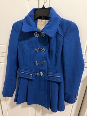 Arden B Royal Blue Double-Breasted Pea Coat